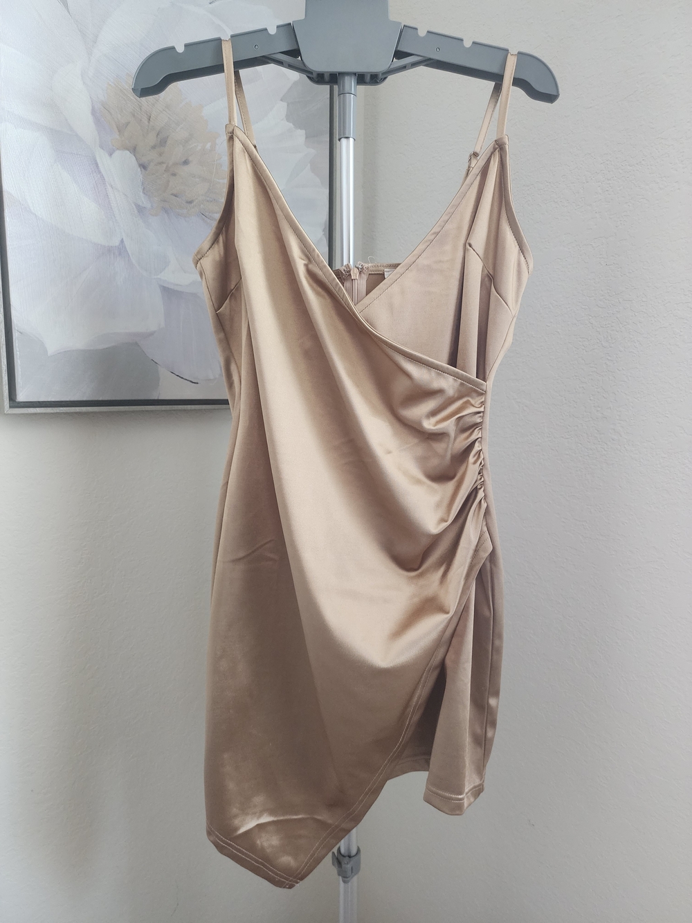 Better Be Ruched Slip Dress in Champagne